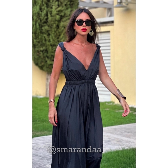 Zara Long Nylon Dress Black - Picture 5 of 9